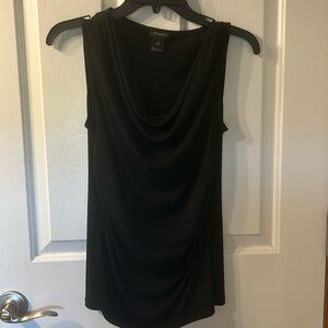 Ann Taylor black sleeveless rouched top scoop neck